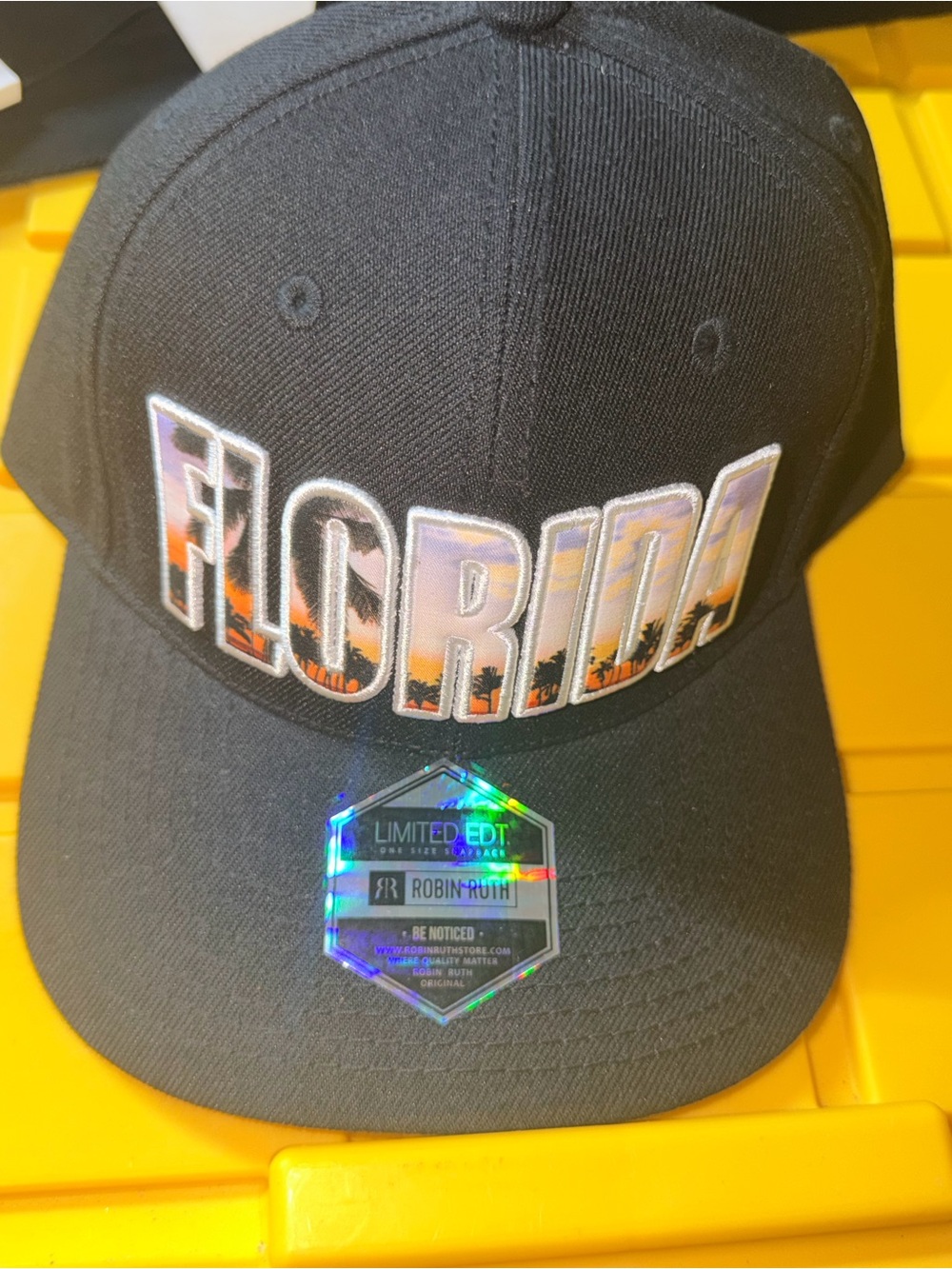 Robin Ruth‎ Florida Sunset Palm Tree Snapback Hat Black Limited Edition Cap